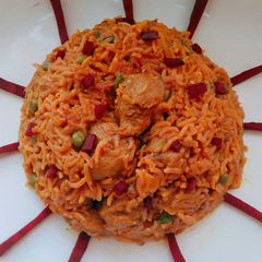 A picture of Beetroot soya pulao.