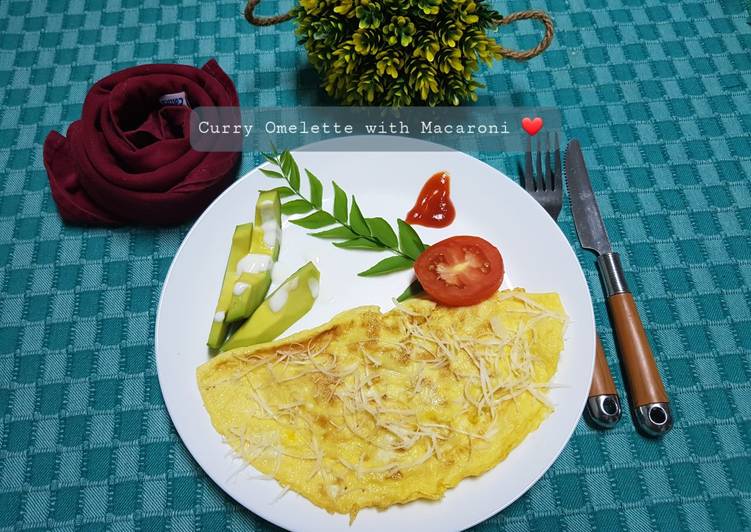 Curry Omelette with Macaroni ❤/Telur Dadar Kare dg Macaroni