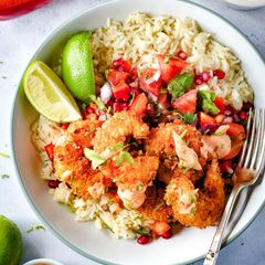 A picture of Crispy Spiced Coconut Prawns With A Zesty Salsa.