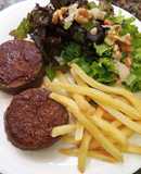 Medallones de proteína vegetal BBQ sin gluten/vegan + guarnición