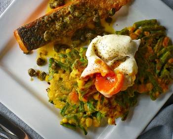 Without Fail Cooking Recipe Salmon Veggie Fritters  Poached Egg With A Dill Butter Sauce Delicious Perfect