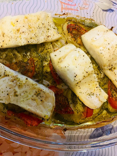 Una foto de Bacalao al horno con pimienta