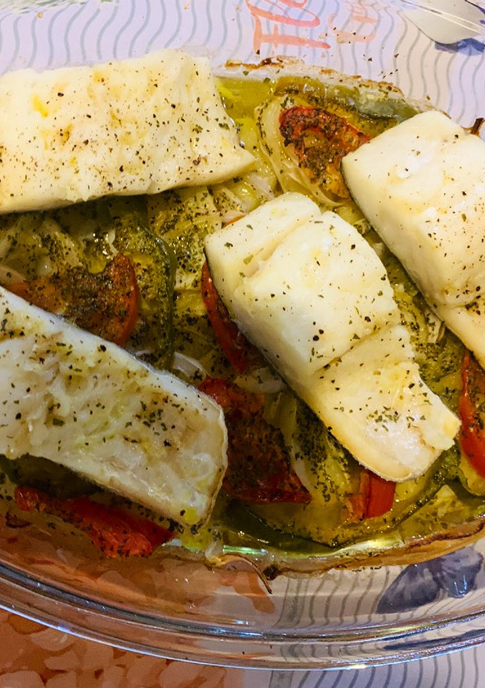 Una foto de Bacalao al horno con pimienta