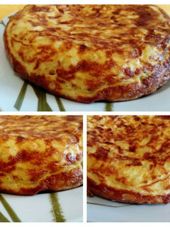 Una foto de La tortilla de patatas perfecta con cebolla...🍻
