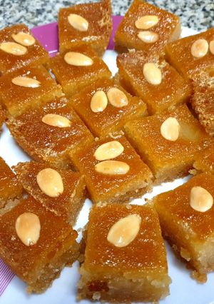 صورة لوصفة بسبوسة بالسمن الحيواني