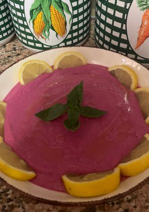 A picture of Beet Hummus.
