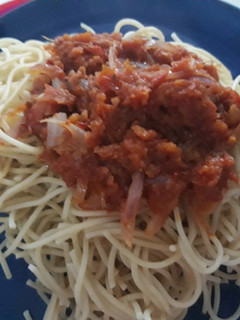 A picture of Pasta with sardine sauce.
