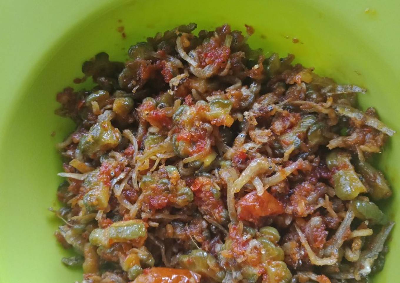 Tumis pare teri sambal rica