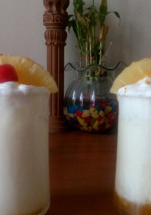 A picture of Pineapple punch sunrise lassi.