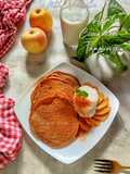 Okara Pancake With Vanilla Ice And Cinamon Apple Topping