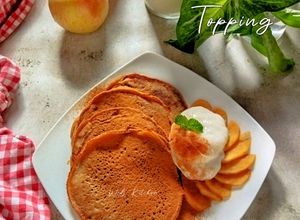 Foto resep Okara Pancake With Vanilla Ice And Cinamon Apple Topping