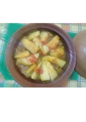 صورة لوصفة طاجين بالسلاوي والبطاطا واللحم