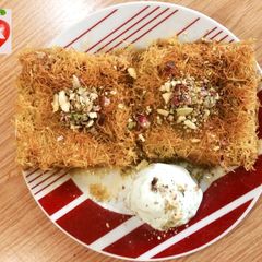 A picture of Kunafeh with nuts.