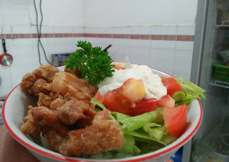 Chicken karage with tomato salad