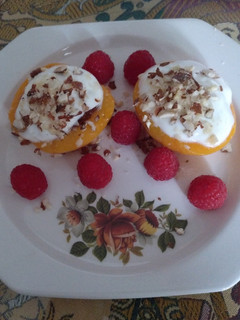 Una foto de Melocotones rellenos de queso crema