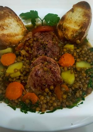 Foto di Cotechino con lenticchie e verdure light
