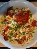 Spaghettis feta et tomates cerises