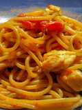 Espaguetis con virutas de lubina