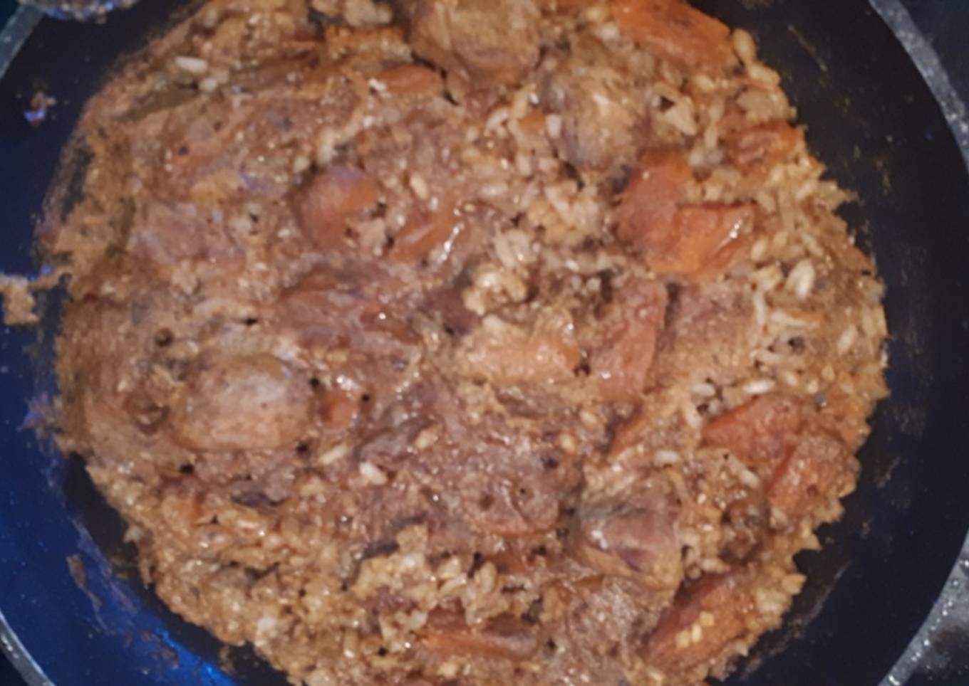 Arroz pipián rojo con cerdo y calabaza
