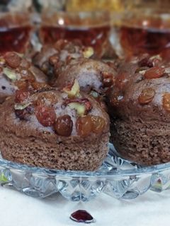 عکسی از دستور کاپ کیک فنجانی کشمش وگردو