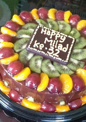 Foto resep Puding coklat toping buah🍇🍊🥝