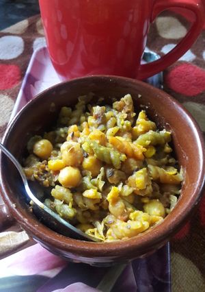 A picture of Masala chole pasta.