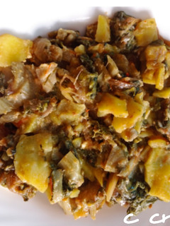Una foto de Revuelto de acelgas con cebolla caramelizada