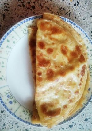 A picture of Egg pancakes for breakfast.