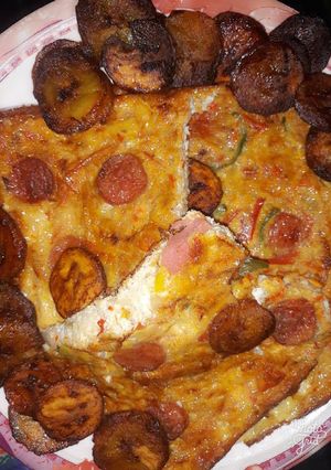 A picture of Fresh plaintain and egg frittata.
