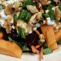 A picture of Kale Salad with Beats and Persimmons.