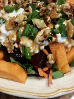 A picture of Kale Salad with Beats and Persimmons.