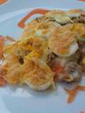 Pastel de coliflor, carne y huevos al horno