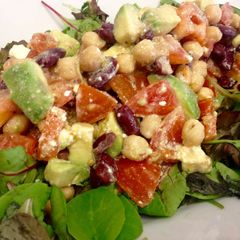 A picture of Salad with Wasabi dressing.