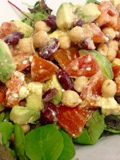 A picture of Salad with Wasabi dressing.