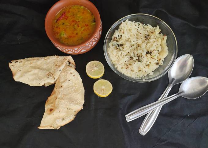 Dal tadka and jeera rice