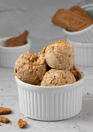 A picture of No-Churn Dulce de Leche Biscoff Ice Cream.