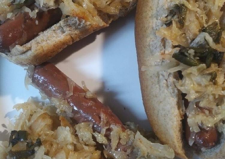 Recipe of Award-winning Sauerkraut, Hotdogs, and Peppers