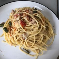 A picture of Super simple “spicy tuna aglio olio”.