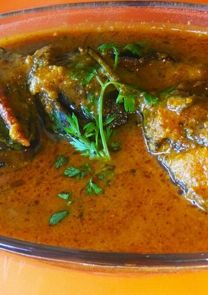 A picture of Baingan masala (tangy and sweeet taste).