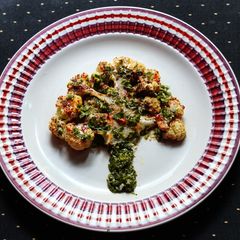Cauliflower Steak with Chimichurri Sauce A picture of Cauliflower Steak with Chimichurri Sauce.