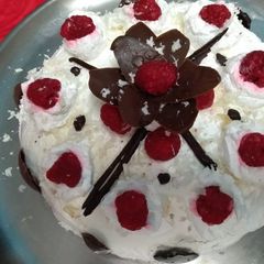 A picture of White forest cake#mycreativewhiteforestrecp.chocolate flower.