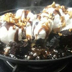 Fudgy chocolate sizzling brownie with icecream...😋😋😋😋 A picture of Fudgy chocolate sizzling brownie with icecream...😋😋😋😋.