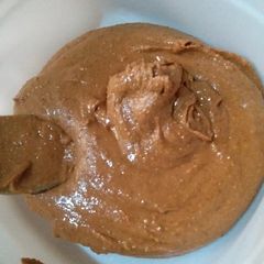 A picture of Home made peanut butter #fiveingredients.