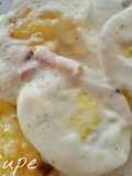 Huevos con bechamel de nata gratinados en GME y GMF y tradicional