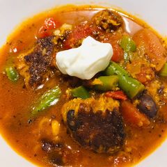 A picture of Chipotle Black Bean Burger Soup 🥣.