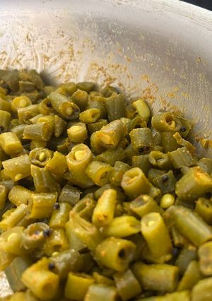 A picture of Green Bean Stir Fry with Insect Powder.