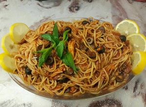 صورة لوصفة سباكيتي باللحم والدجاج👍🍝