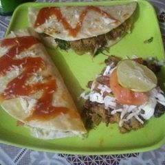 A picture of Kidney beans soya cheese wrap.