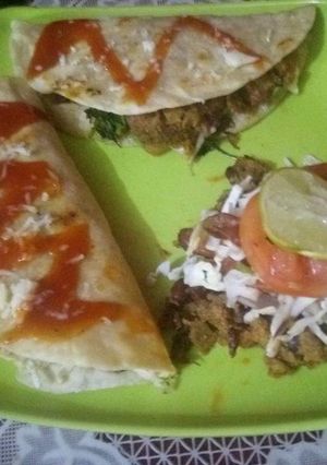 A picture of Kidney beans soya cheese wrap.