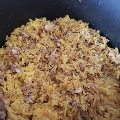 A picture of Rice with shredded fish 🐟.